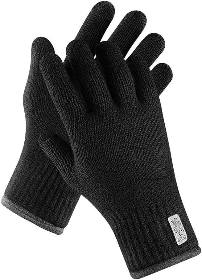 Black Thermal Touch Screen Knitted Gloves