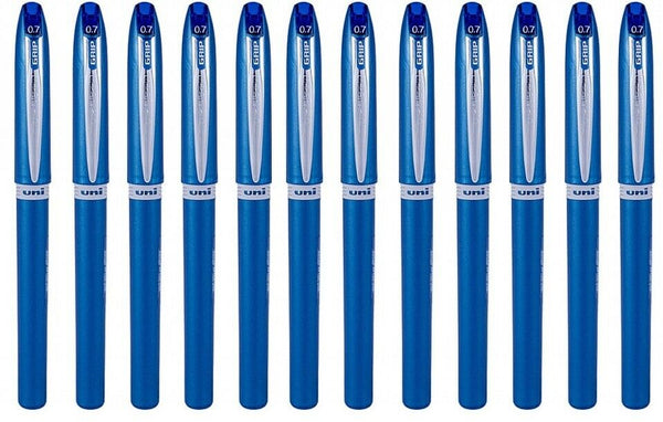 12 Uniball Blue 0.5mm Liquid Ink Rollerball Pens