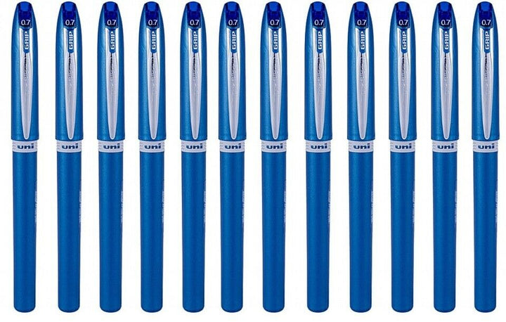 12 Uniball Blue 0.5mm Liquid Ink Rollerball Pens