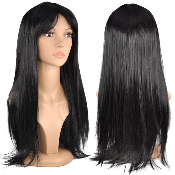 19" Straight Black Wig