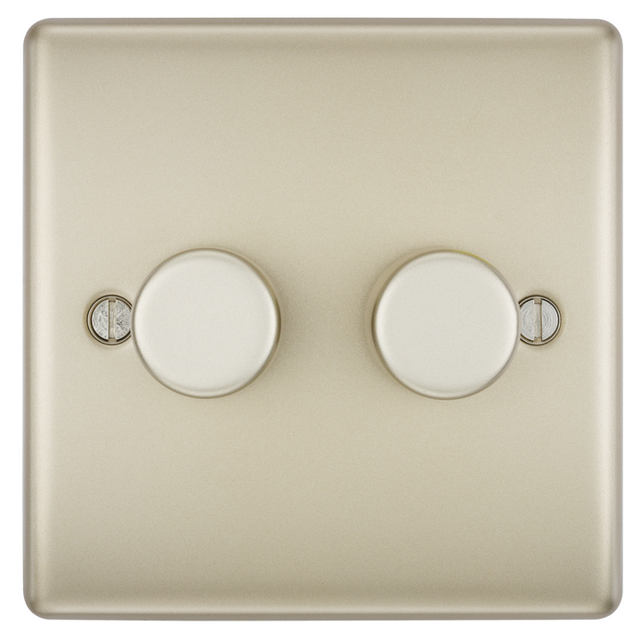 BG Electrical Pearl Nickel Double Dimmer