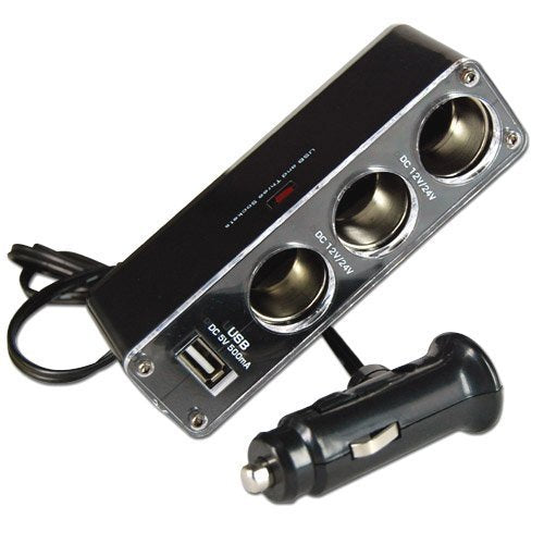 12V Car Cigarette 3 Way Extension