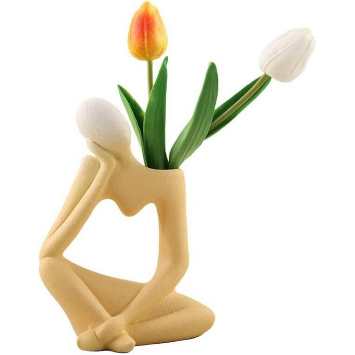 Yellow Ceramic Thinker Flower Vase