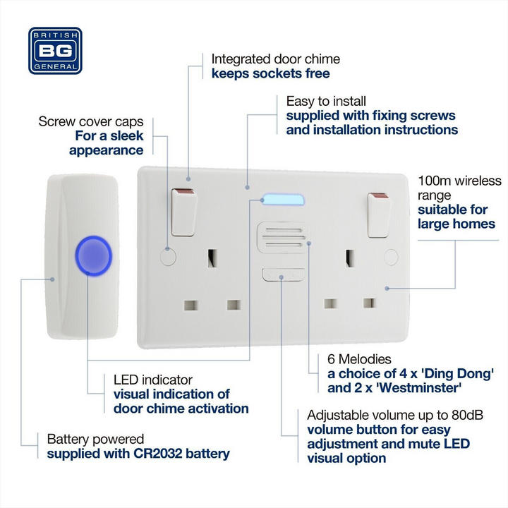 BG Electrical Door Bell & Socket