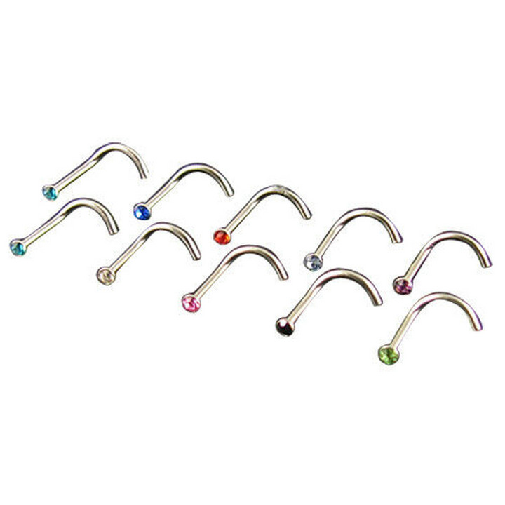 10 Rhinestone Crystal Nose Screws