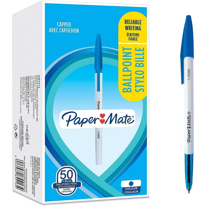 50 Papermate Blue 1.0mm Ballpoint Pens