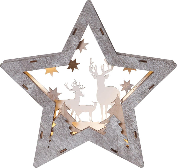 Wooden Star LED Christmas Scene Decoration