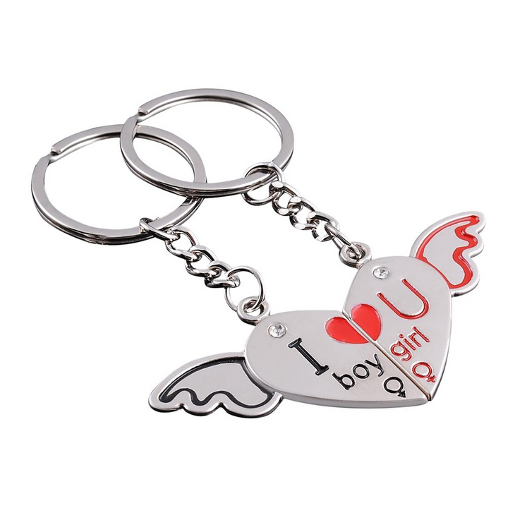 Heart Wings Keyring Set