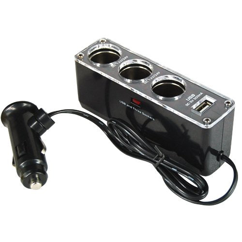 12V Car Cigarette 3 Way Extension