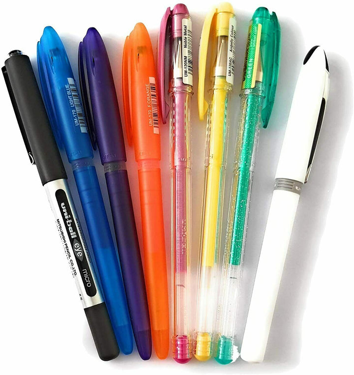 8 Uniball Multi Coloured Rollerball Pens