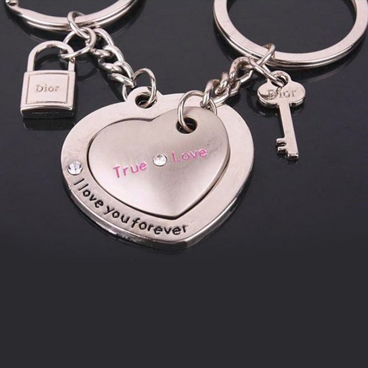 Lock Key Loveheart Keychain