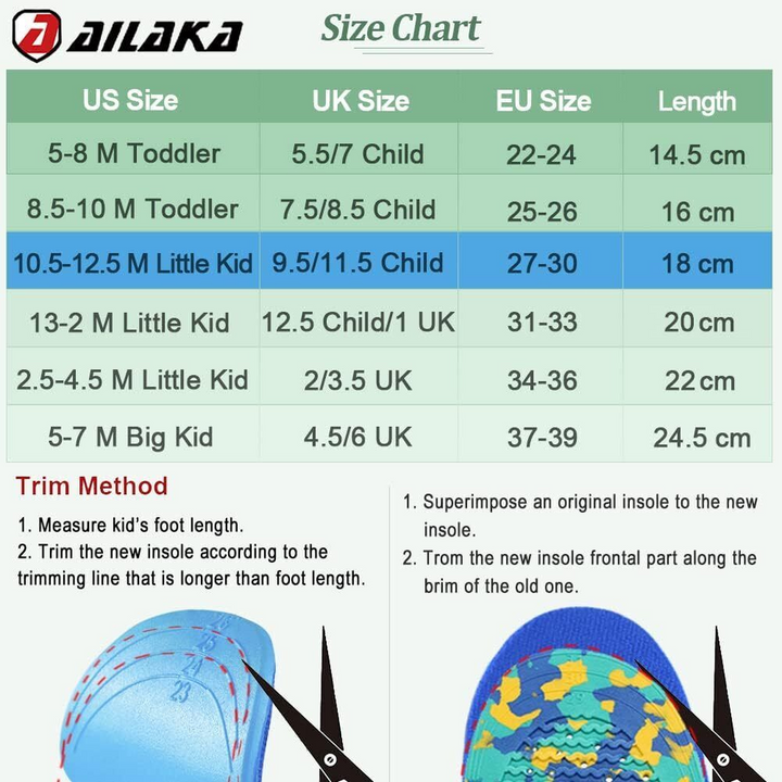 Blue Kids Orthotic Arch Support Shoe Insole