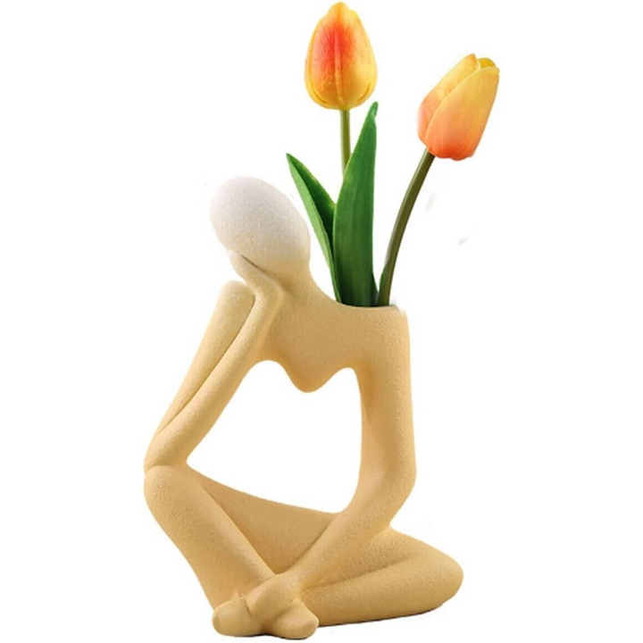 Yellow Ceramic Thinker Flower Vase