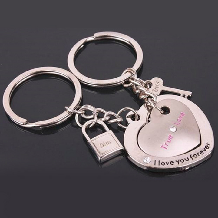 Lock Key Loveheart Keychain