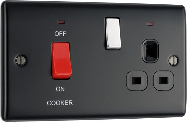 BG Electrical Black Cooker Connection Plug