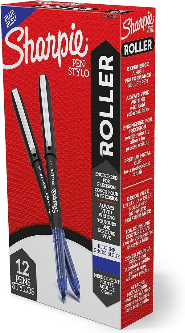 12 Blue Sharpie 0.5mm Roller Pens