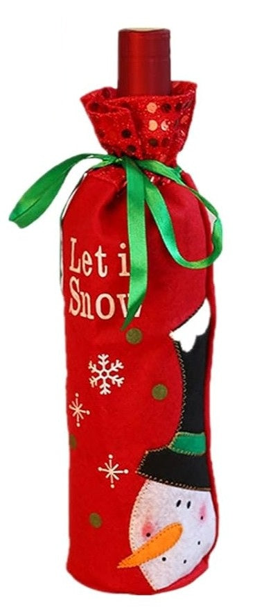 Red Snowman Wine Bottle Stocking
