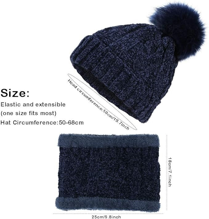 Blue Tacobear Knitted Beanie Bobble Hat