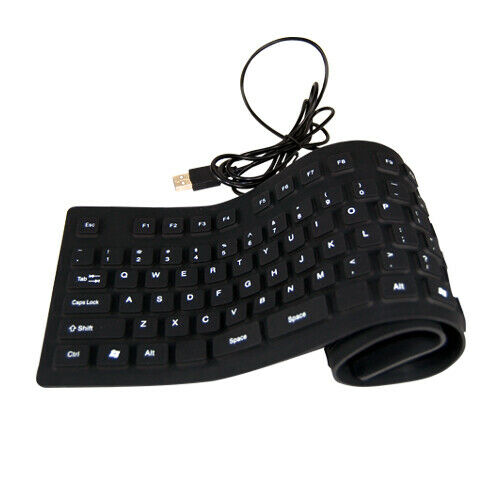 Flexible Black Silicone PC Keyboard