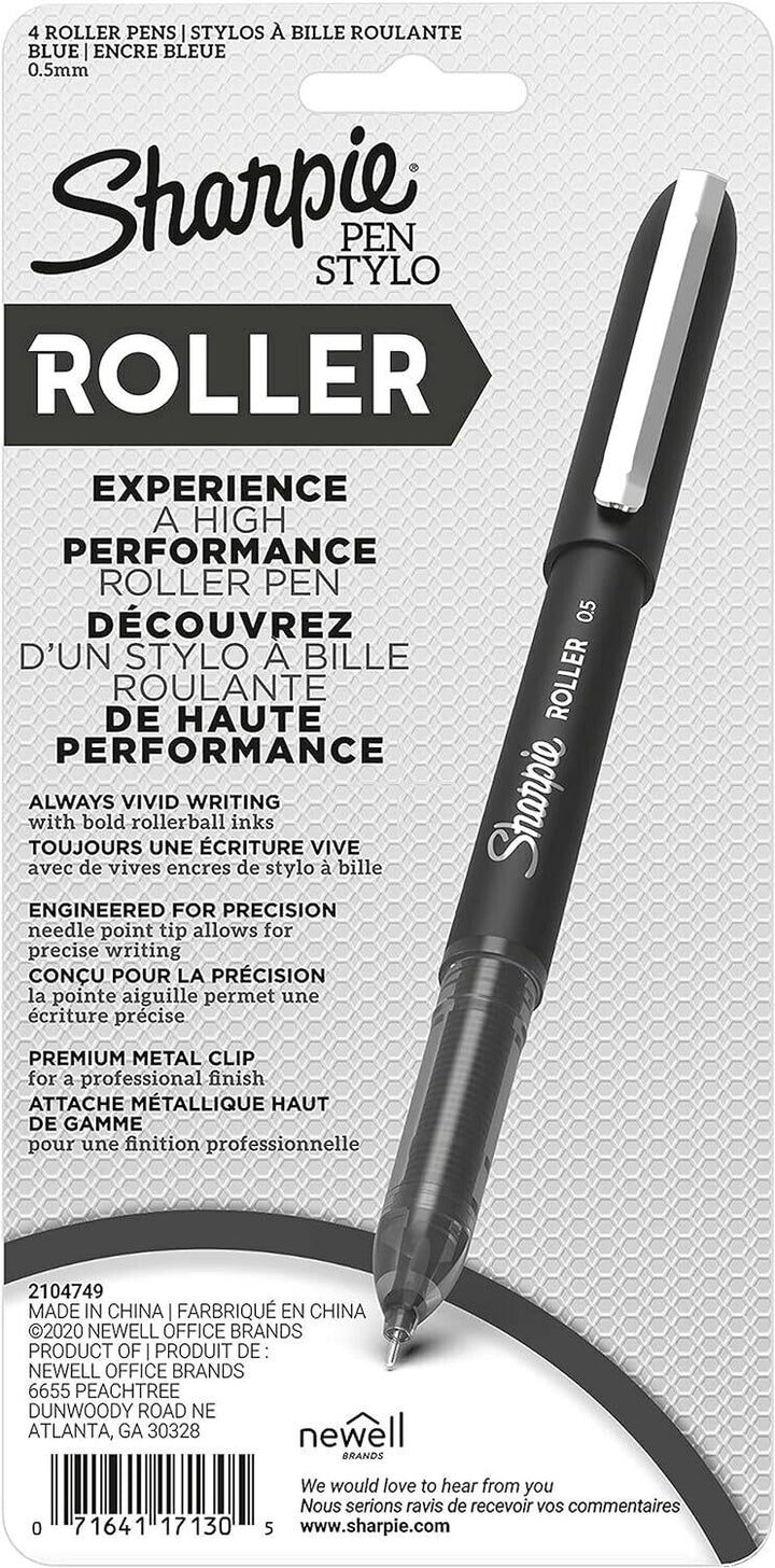 4 Blue Sharpie 0.5mm Roller Pens
