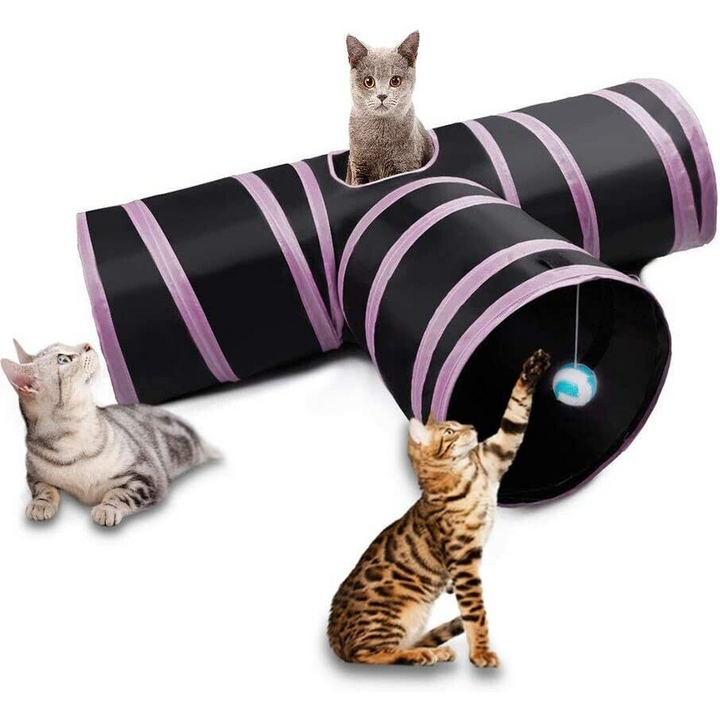 Pink & Black Pop Up Cat Tunnel