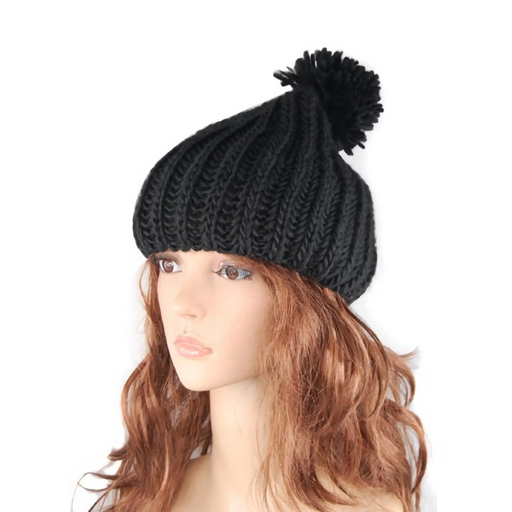Oversized Knitted Beanie Bobble Hat