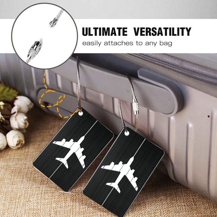 3 Black Metal Luggage Tags