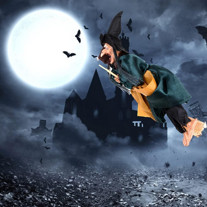 Green Halloween LED Cackling Witch