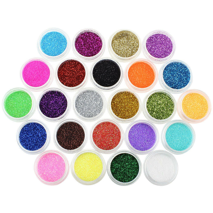 24 Chunky Coloured Glitter Pots
