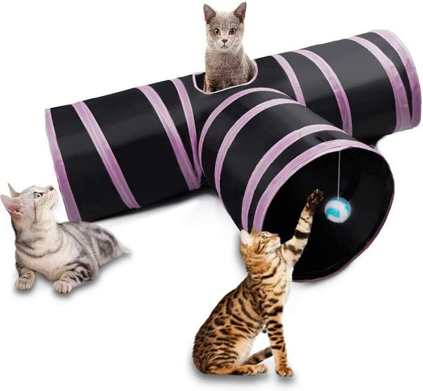 Pink & Black Pop Up Cat Tunnel