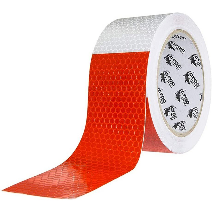 10m Croc Red & White 50mm Reflective Tape