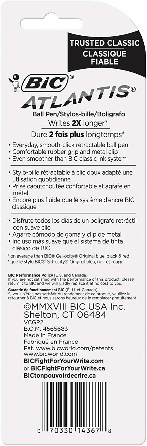 2 Bic Atlantis Retractable Ball Pens