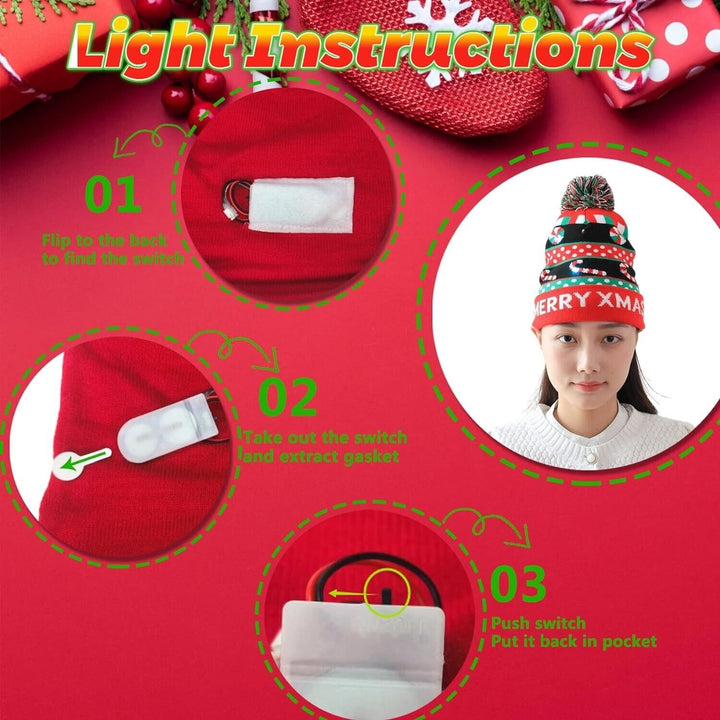 Christmas LED Beanie Bobble Hat