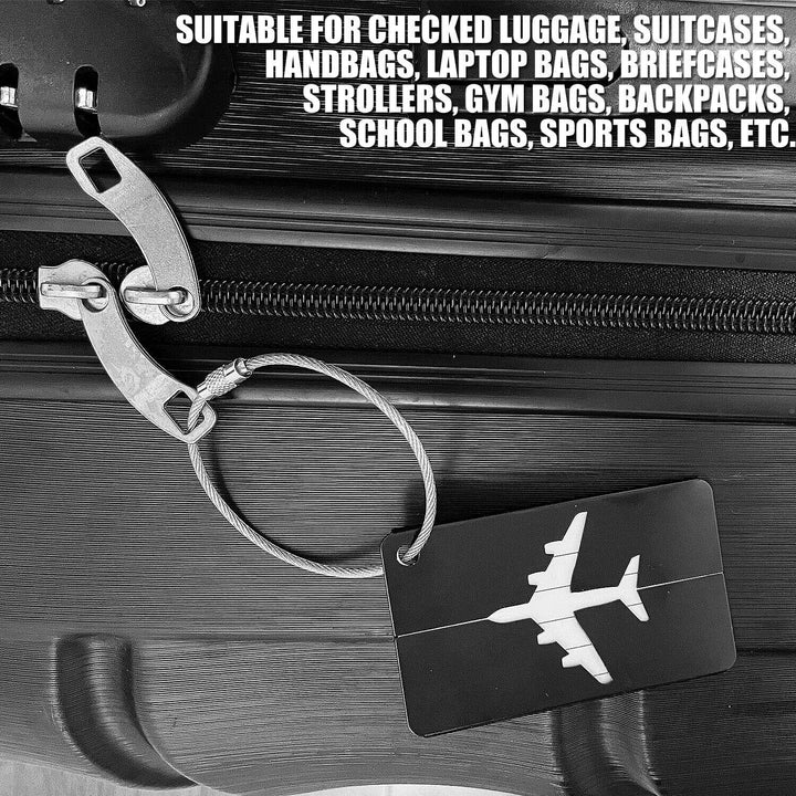 3 Black Metal Luggage Tags