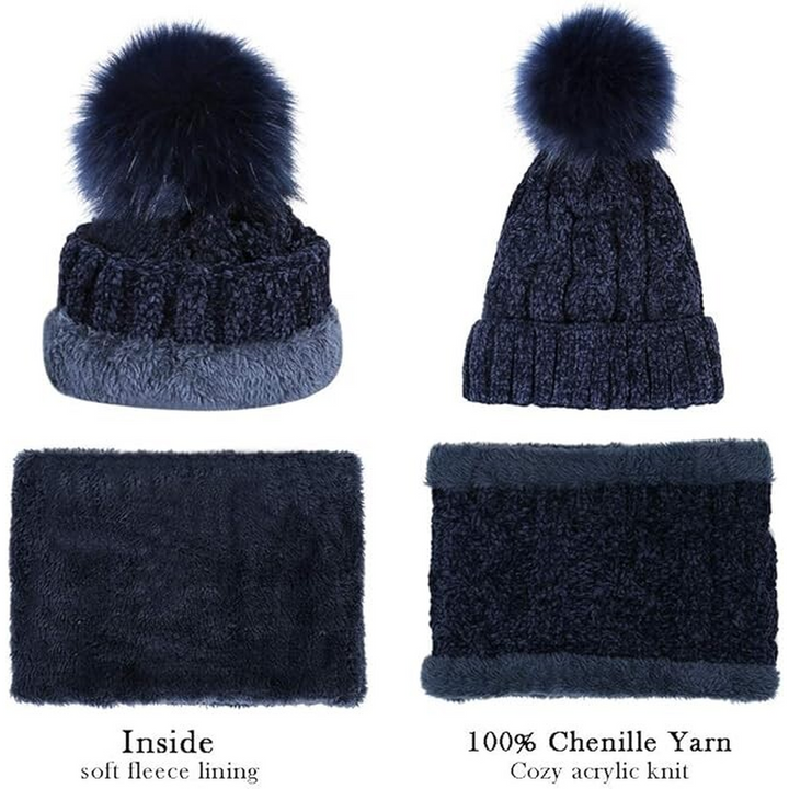 Blue Tacobear Knitted Beanie Bobble Hat