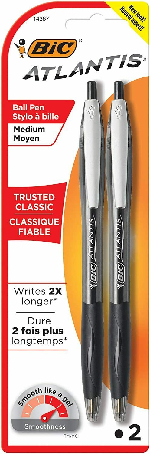 2 Bic Atlantis Retractable Ball Pens