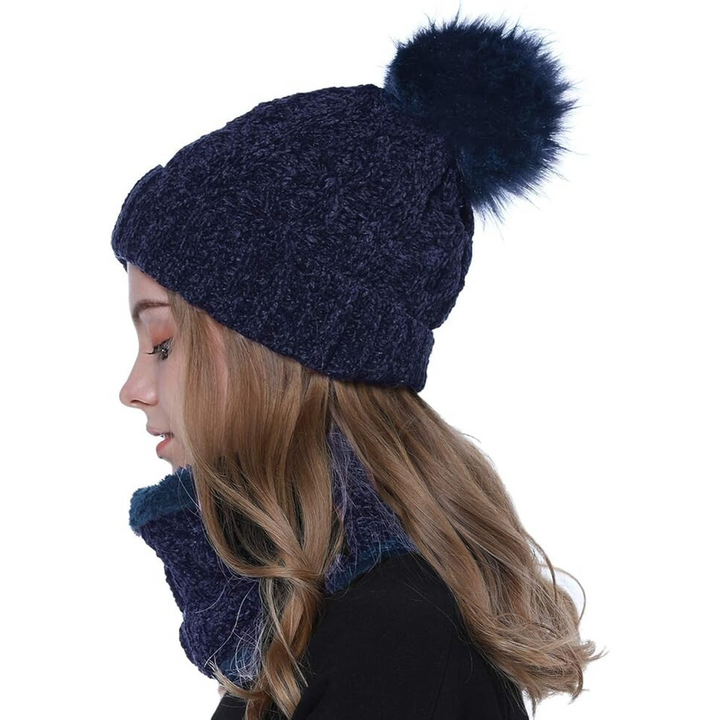 Blue Tacobear Knitted Beanie Bobble Hat