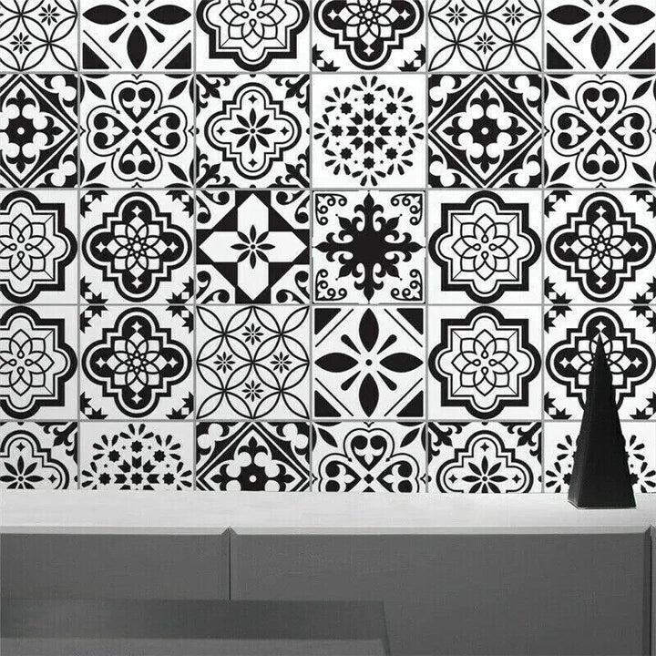 25 Black & White Pattern Tile Stickers