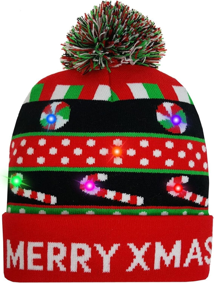 Christmas LED Beanie Bobble Hat