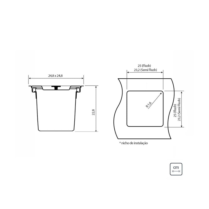 Tramontina 5L Square Kitchen Worktop Inset Bin