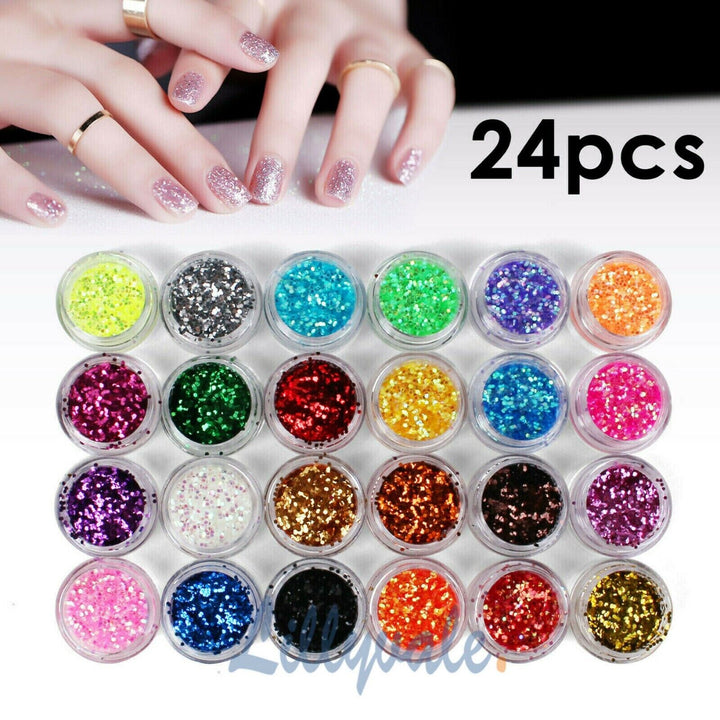 24 Chunky Coloured Glitter Pots