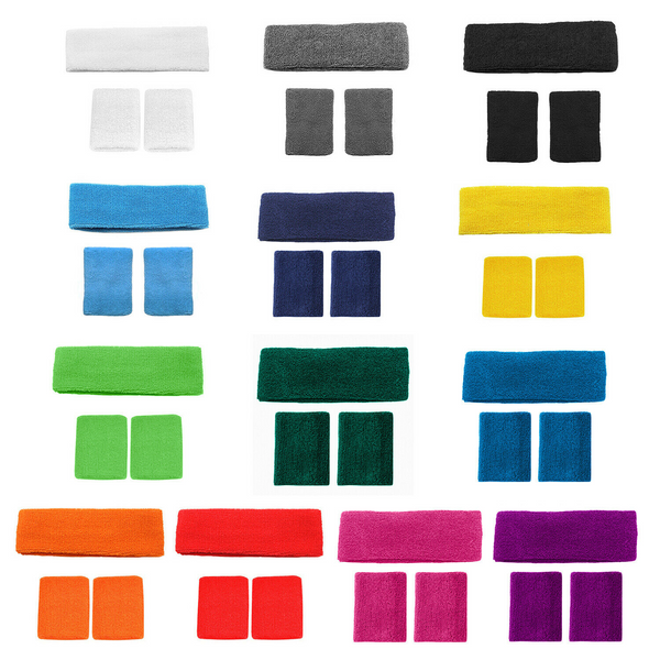 Sports Sweat Band Wristband & Headband Set