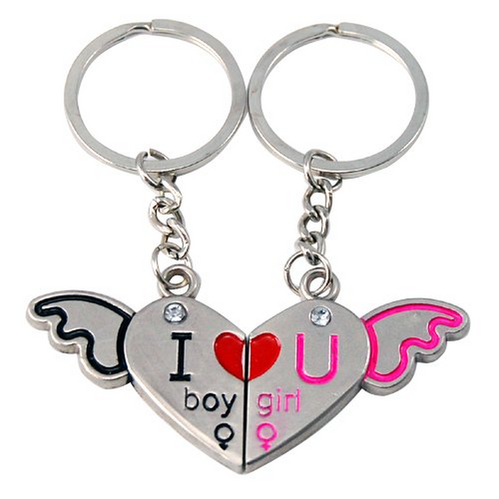 Heart Wings Keyring Set