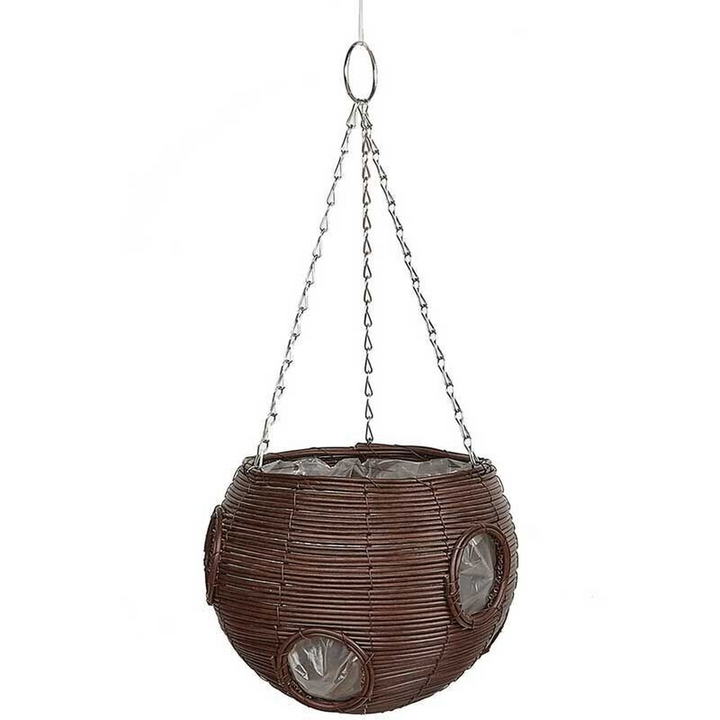 Gardman Rattan Effect 23cm Brown Hanging Ball Basket