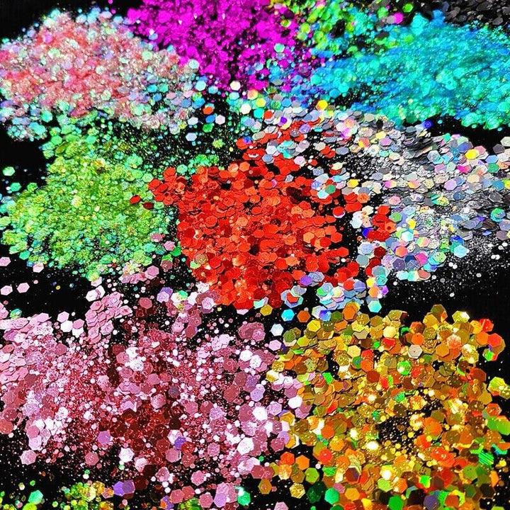 24 Chunky Coloured Glitter Pots