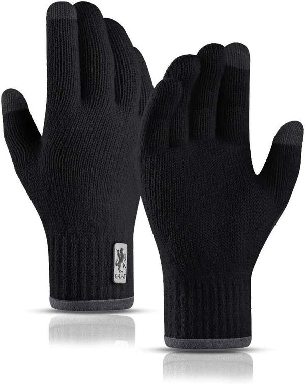Black Thermal Touch Screen Knitted Gloves