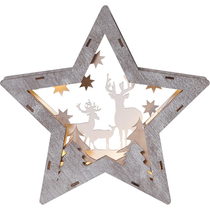Wooden Star LED Christmas Scene Decoration