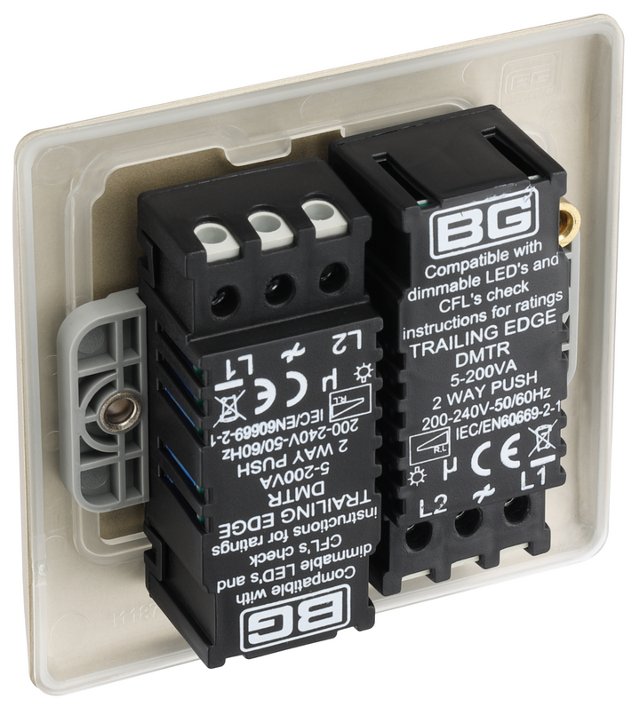 BG Electrical Pearl Nickel Double Dimmer
