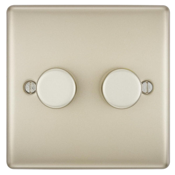 BG Electrical Pearl Nickel Double Dimmer