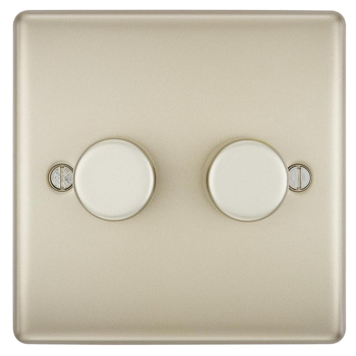 BG Electrical Pearl Nickel Double Dimmer